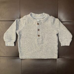 Gray Kids Long Sleeve with Button Detail